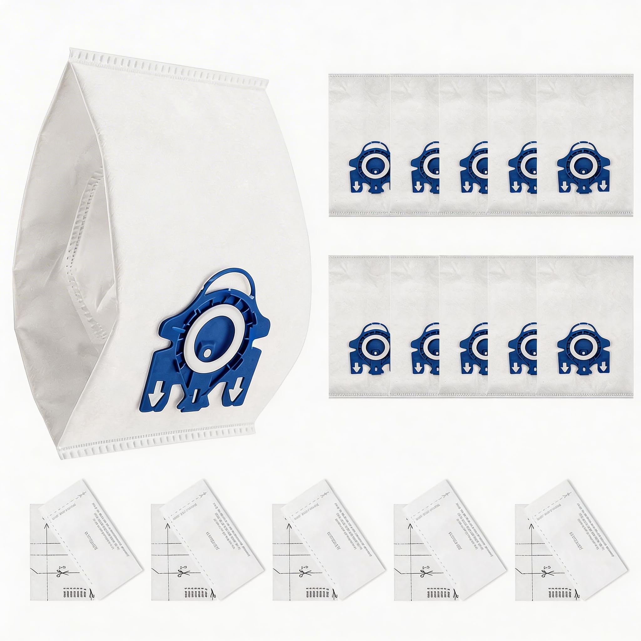 10 Pack GN 3D Efficiency Dust Bags Replacement for Miele Hoover Bag for Classic C1, Complete C2/C3, S227/S240/S270/S400, S2/S5/S8 Series Vacuum Cleaner with 5 Motor and 5 Exhaust Protection Filter