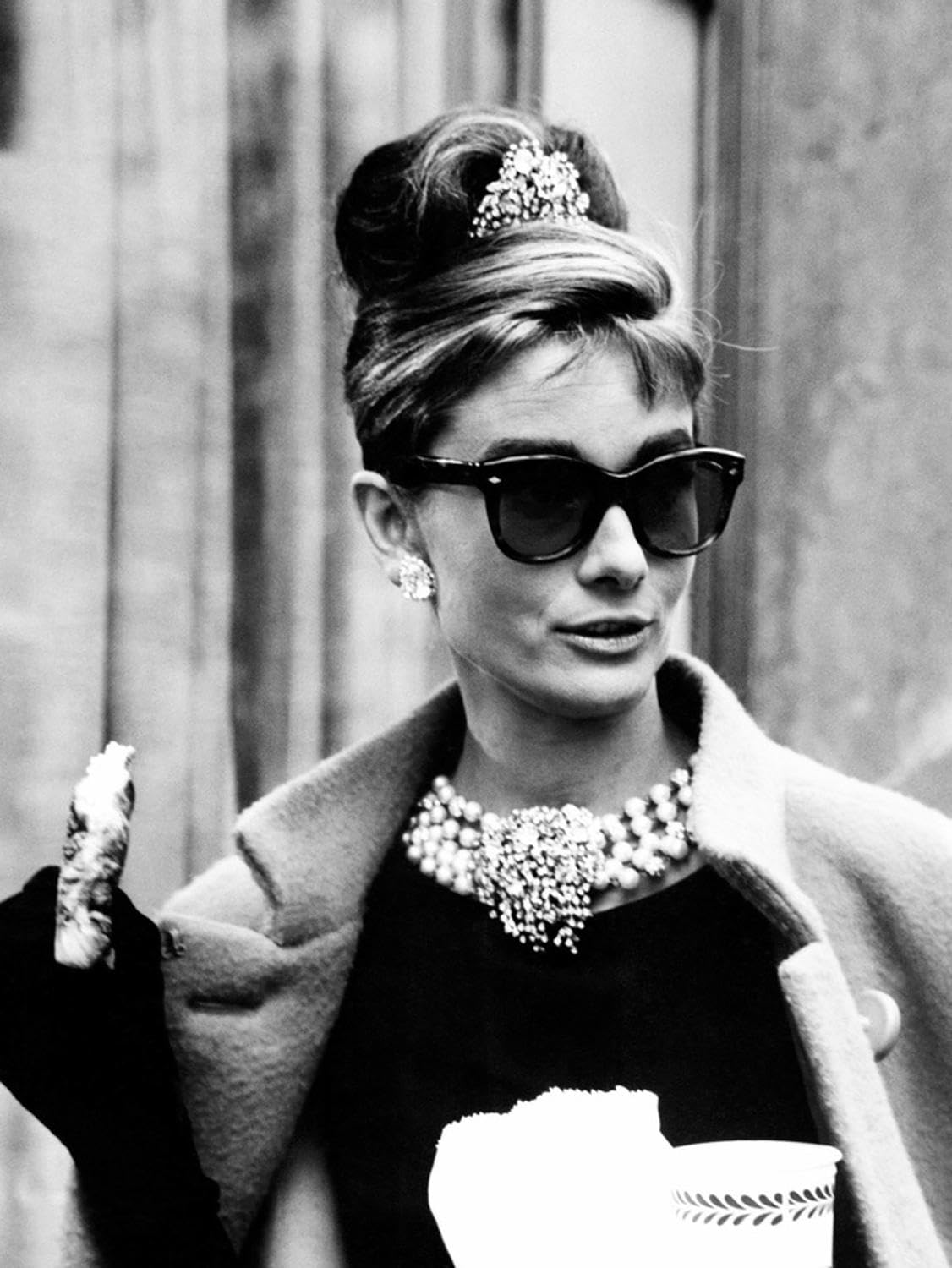 ART.COM Wall Photo Breakfast at Tiffany's, Audrey Hepburn Eating Between Scenes on Set, 1961, 24" x 32"