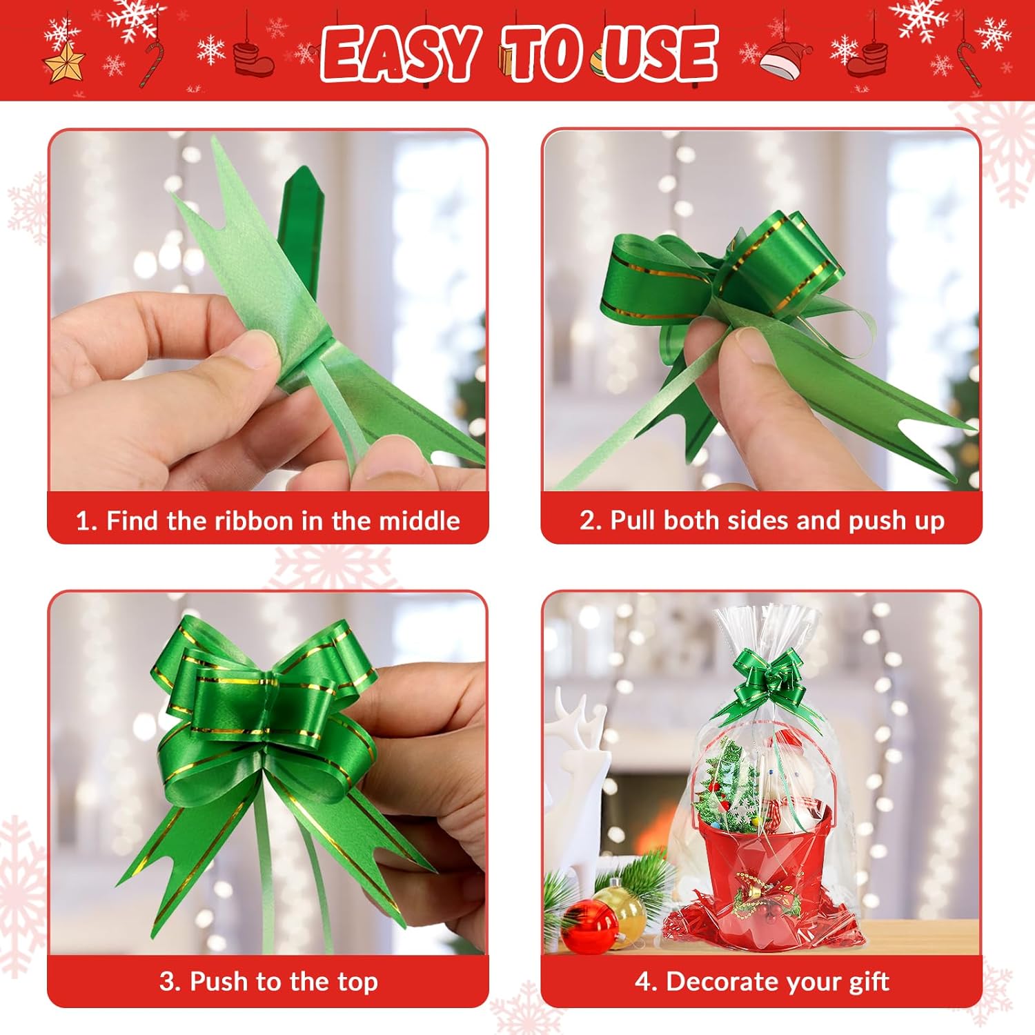 100 Pieces 10 Colors Pull Bows Small Ribbon Bows for Gift Present Wrapping Valentine's Day Mother's Day Wedding Christmas Thanksgivings Birthday New Year Party Baskets Bags Bottles Decorations - Image 3