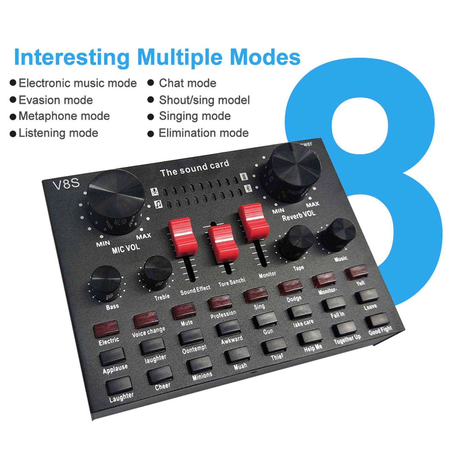 HUIOP Scheda Audio dal Vivo Multifunzionale BM800 Set di microfoni Apparecchiature di Registrazione Audio (Nero e Argento),Sound Card Microphone Set