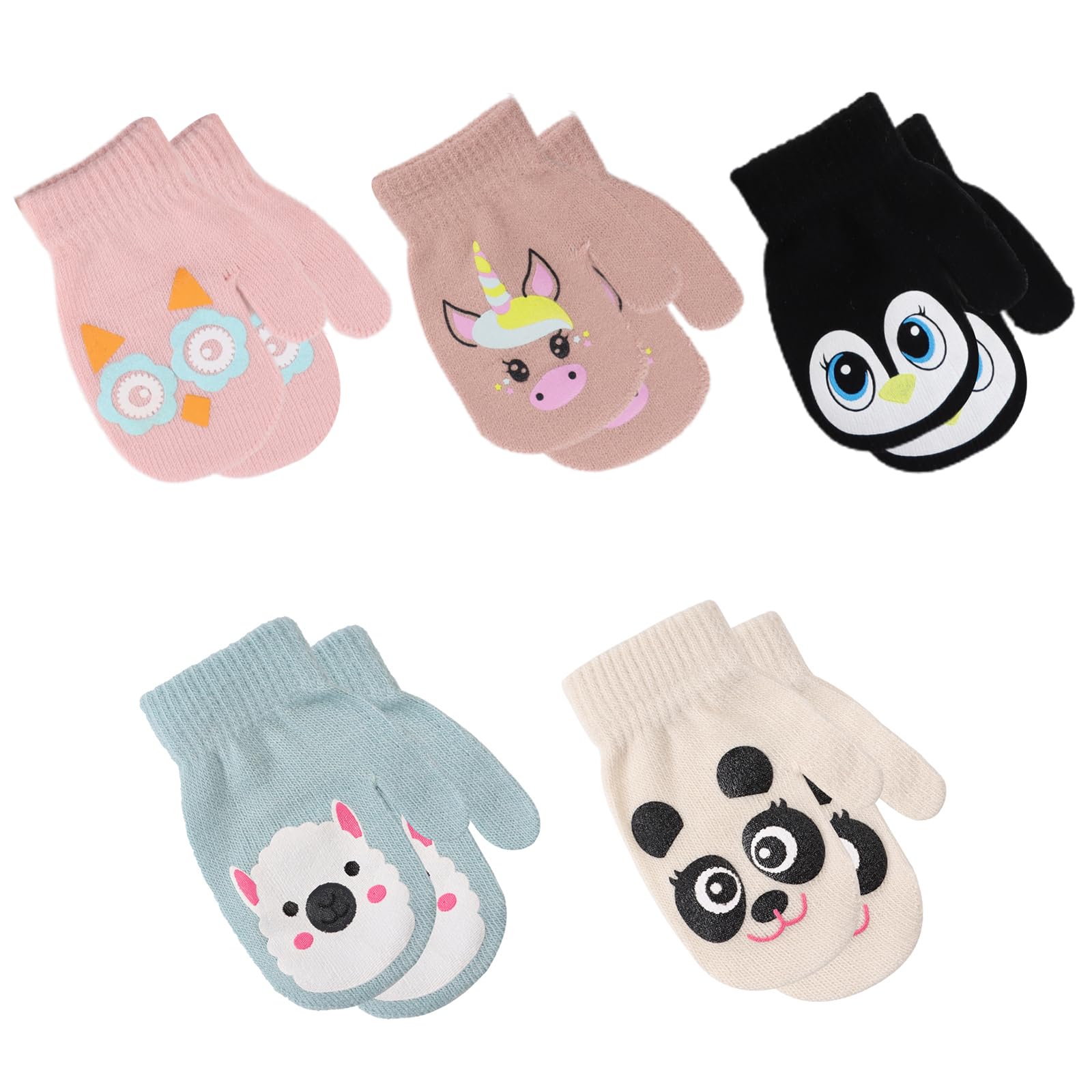 Peecabe Toddler Mittens Baby Boys Knitted Gloves Kids Stretch Mittens Soft Toddler Gloves For Girls Fall Winter