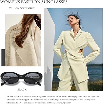 Gleyemor Retro Oval Sunglasses for Women Fashion Small Oval Sunglasses 90s Vintage Shades
