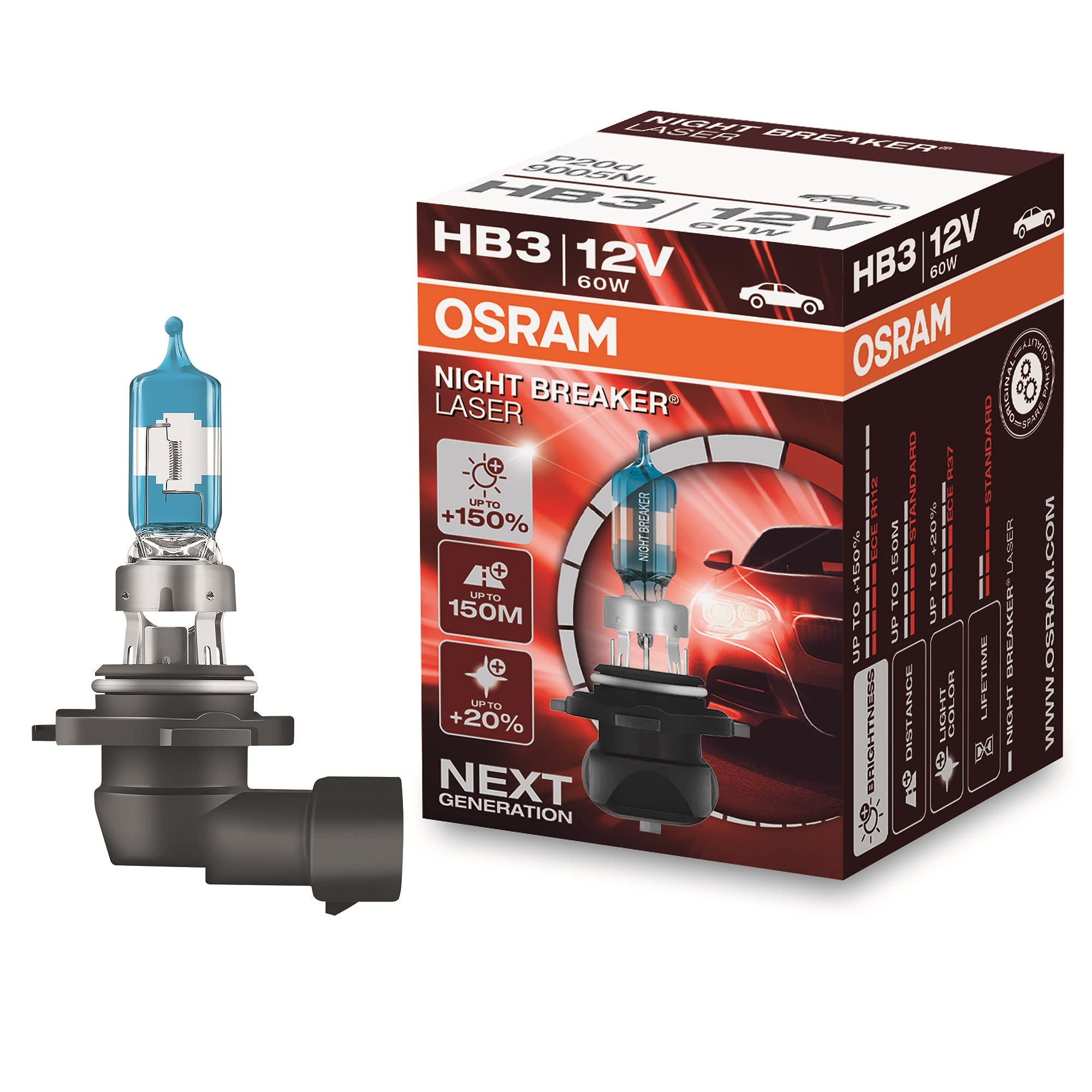 Amazon.com: OSRAM NIGHT BREAKER LASER HB3/9005, halogen headlamp