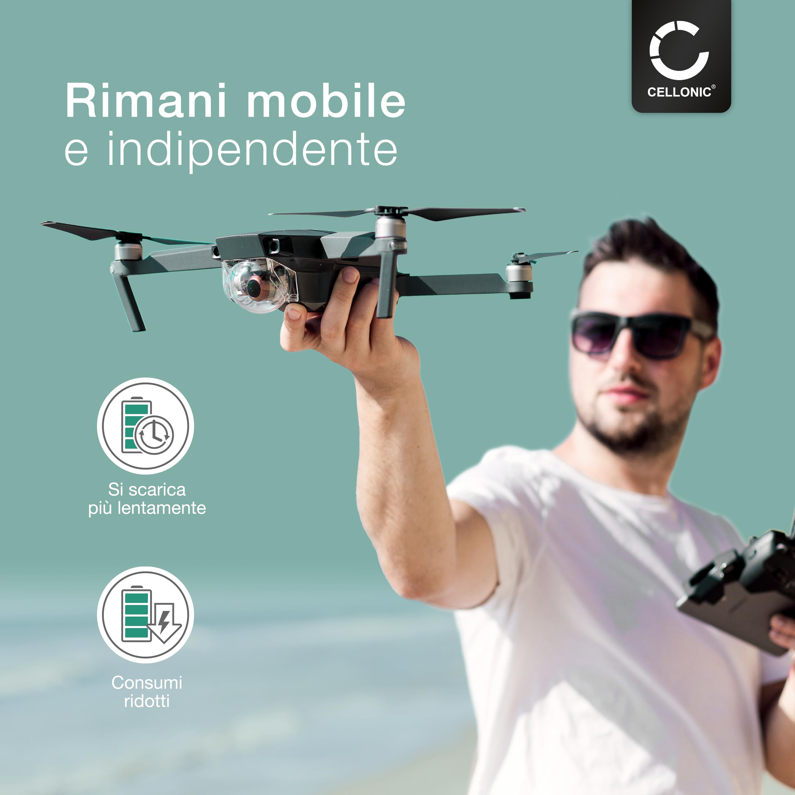 CELLONIC 1x Batteria per Drone Compatibile con DJI Tello, T01 – (1100mAh, 3.8V)
