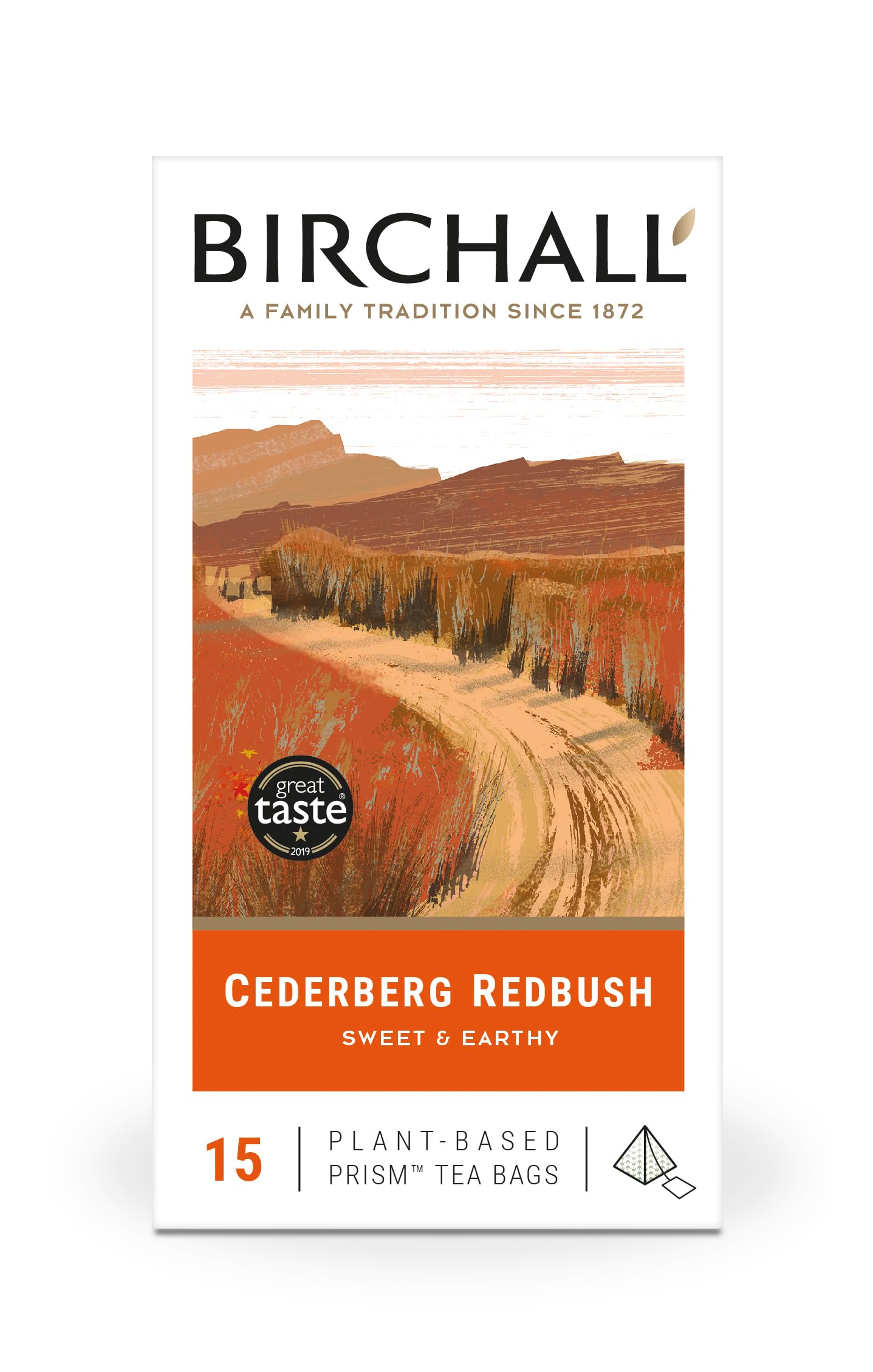 Birchall Tea Bags, Cederberg Redbush Tea, Fruit and Herbal Tea Gift Set, Caffeine Free Tea Bursting with Full Flavour, Perfect Vegan Gifts, 15 Plant Based Prism Tea Bags