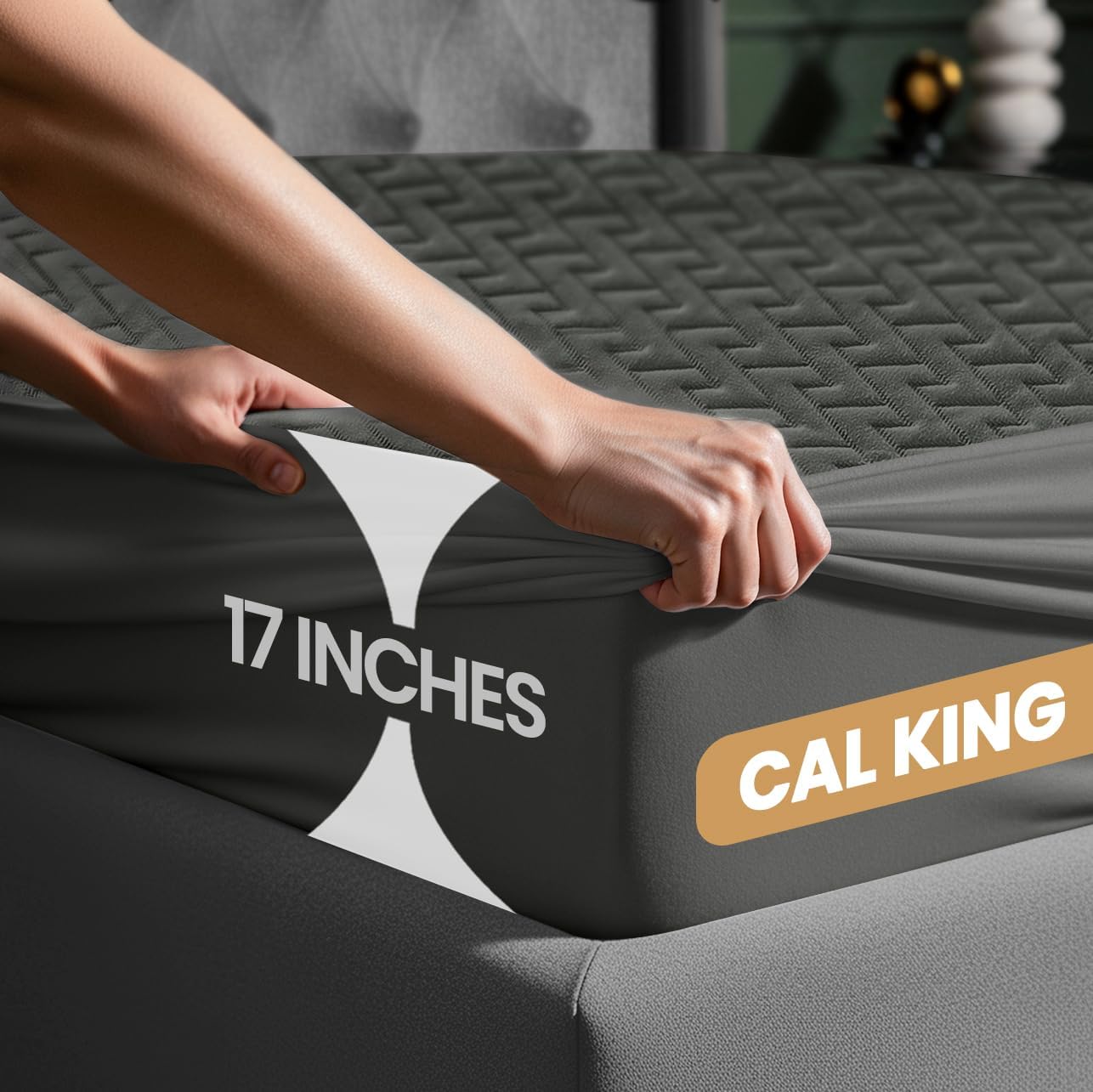 Utopia Bedding Waterproof Mattress Protector California King Size (Gray), Premium 3D Air Soft Fabric Mattress Cover, Fits 17 Inches Deep, Breathable, Fitted Style with Stretchable Pockets - Image 2