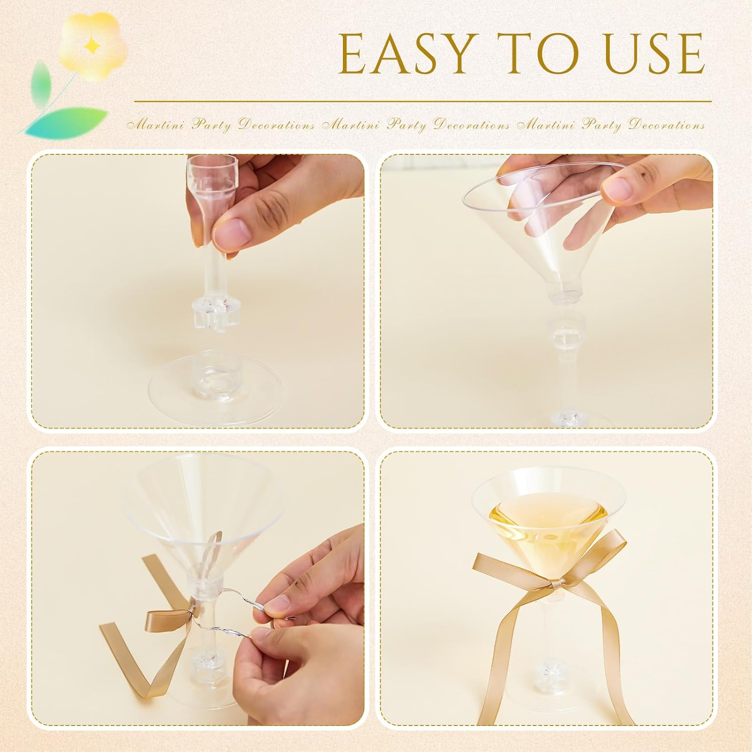 Maxdot 30 Sets A Tini Bit Older Birthday Party Supplies 5 oz Espresso Martini Glasses Plastic Mini Champagne Tower with Bows for Espresso Martini Bachelorette Decoration Tiny Bar(Coffee, Khaki, Beige) - Image 5