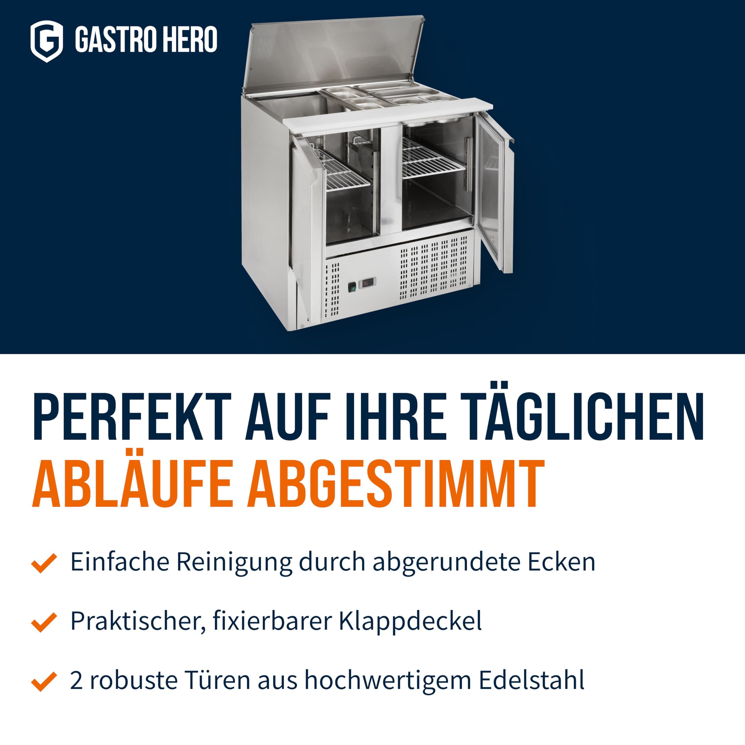 Saladette Professionnelle Gastro ECO 900 - 240 Litres Avec Couvercle Rabattable - 3kW - CHR