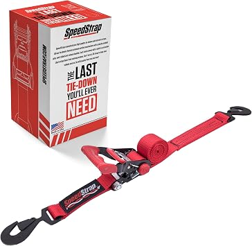 حزام إطارات احتياطي عالي التحمل SpeedStrap مقاس 2 بوصة - ملاءمة عالمية للمداس فوق الإطار، إطارات تصل إلى 39 بوصة، رباط متين، صنع في الولايات المتحدة الأمريكية، أحمر