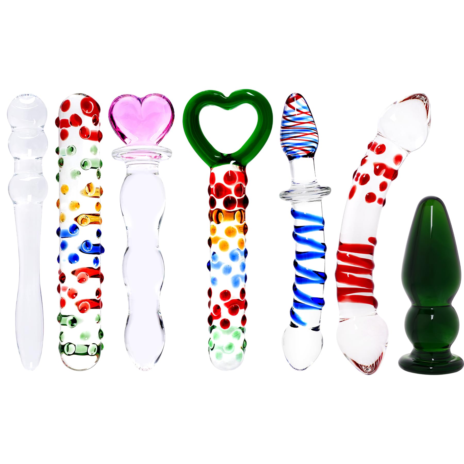 Rbenxia 7 Types Set Crystal Glass Anal Plug New Top Unique Design Sex Toy Adult Products Crystal Glass SM G-spot Pleasure Anal Butt Plug Stimulator (Style 2)