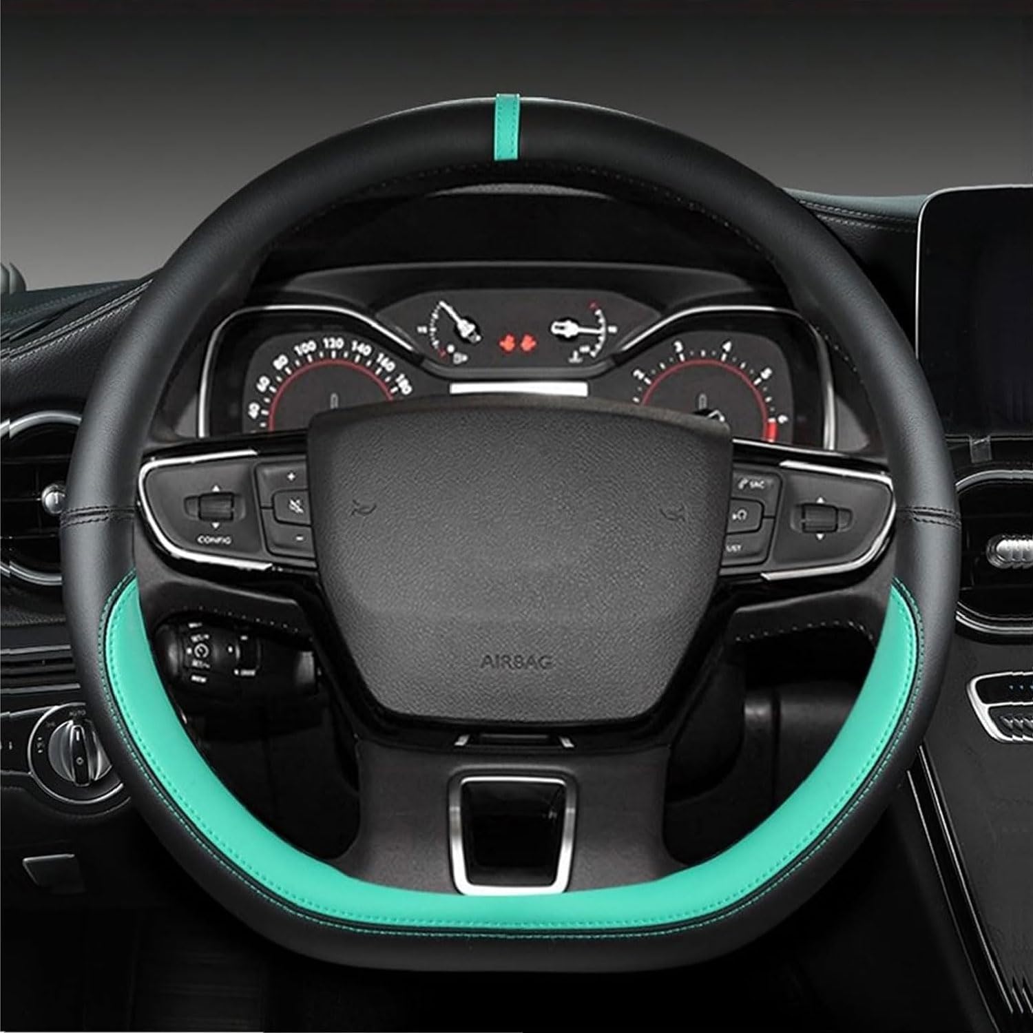 Car Steering Wheel Cover for Kia K4 2018-2025, PU Leather Wheel Cover Protector Breathable Anti Slip Durable Interior Accessories,A/Green
