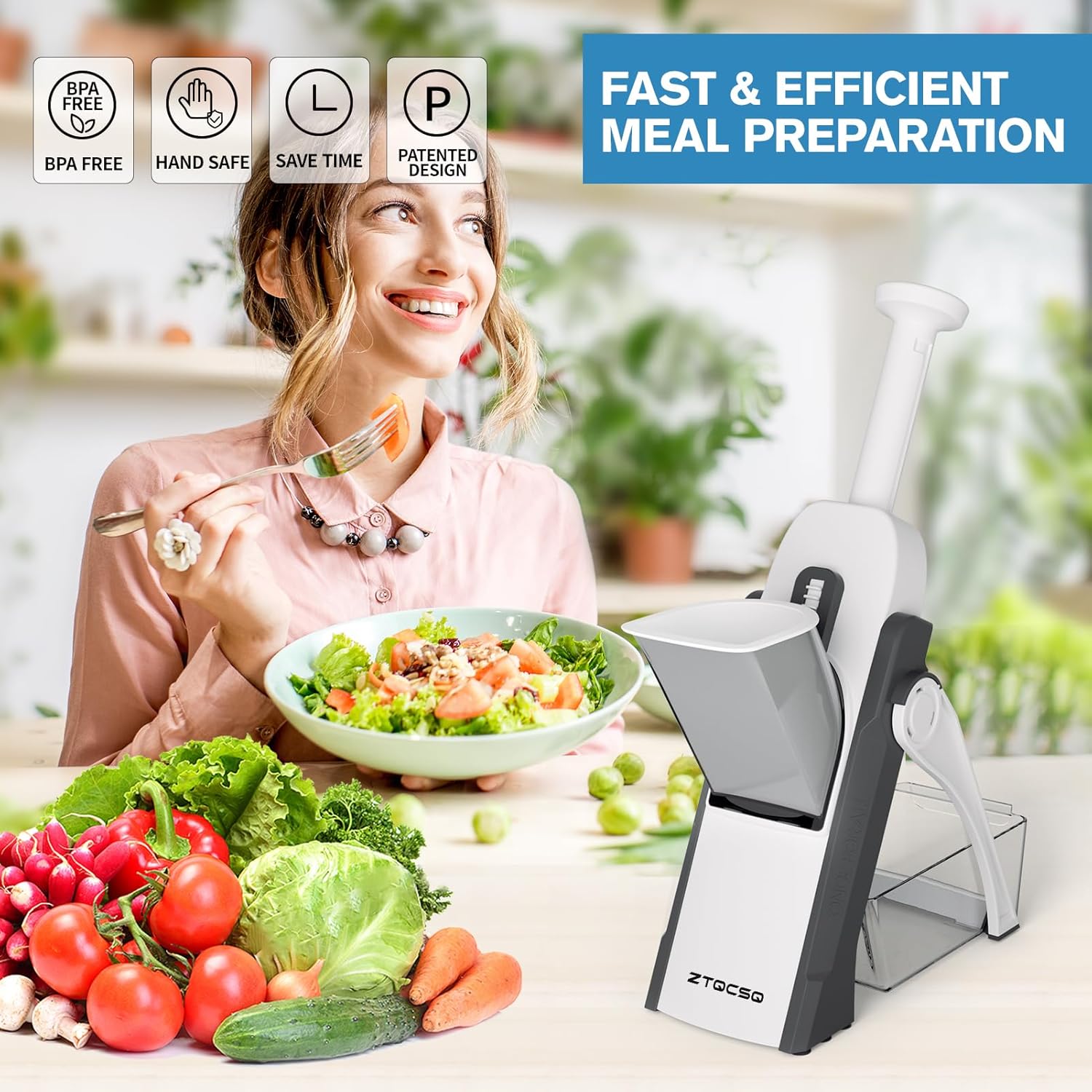 5 in 1 Mandoline Slicer for Kitchen, Safe Vegetable Chopper & Adjustable Mandoline Slicer. Easy to Clean, can't Detachable Blade, Vegetable Slicer can Cut Slicing, Strips,Shredding, Dicing,Chop