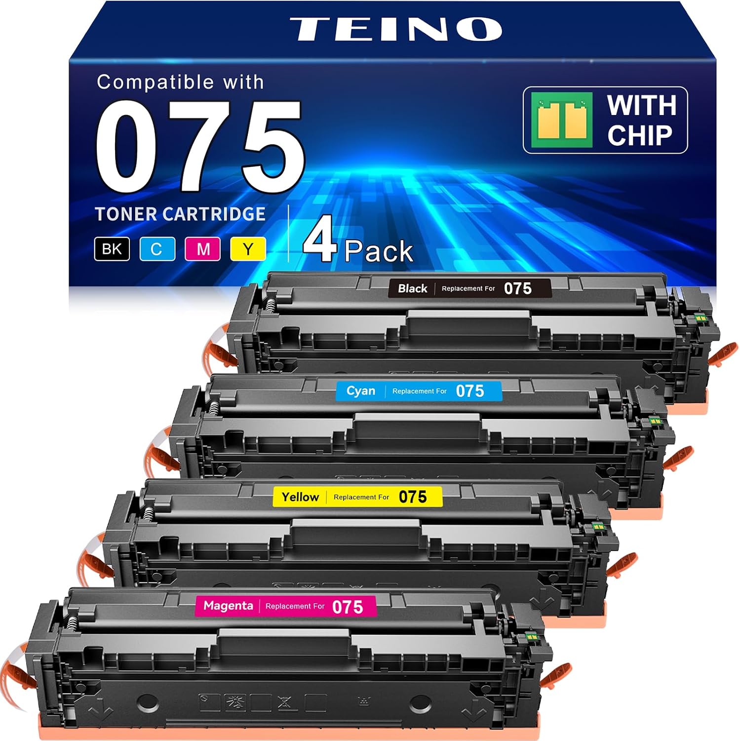 TEINO 075 Toner Cartridge Set Compatible Replacement for Canon 075 075H Toner Cartridge Works for Canon Color ImageCLASS MF665Cdw MF662Cdw MF663Cdw LBP646Cdw LBP647Cdw LBP640 MF660 Printer Ink 4 Pack