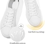 Rominz Mens White Canvas Shoes Fashion Low Top Canvas Sneakers Casual Tennis Shoes Lace-Up Walking Shoes for Men