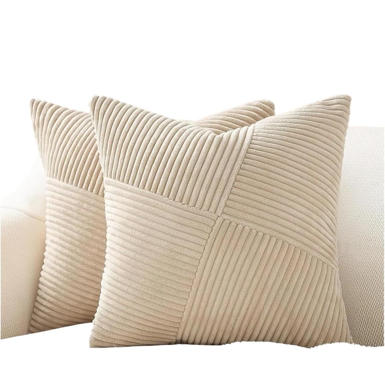 ENSDIEPLS Cushion Covers, Sofa Pillow Cover Corduroy Windmill Design 45x45 cm Multicolor(White)