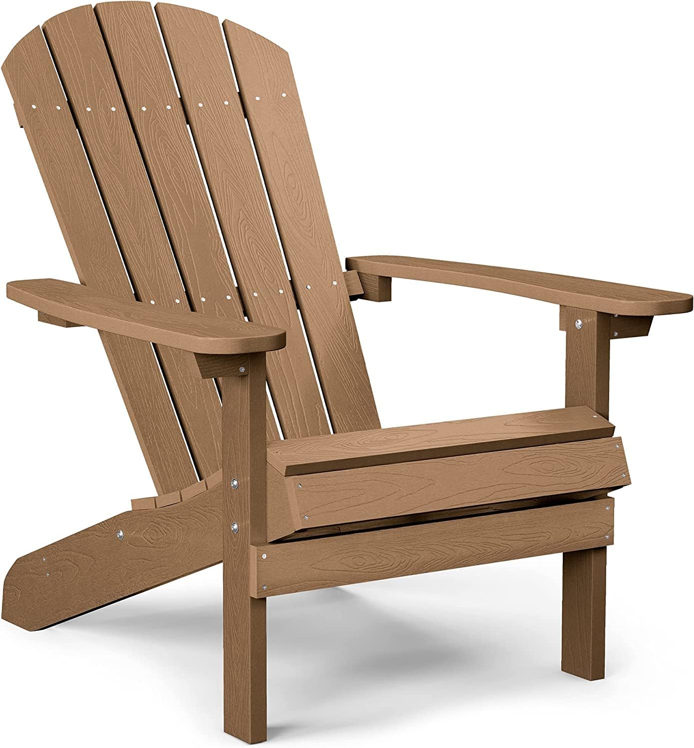 YEFU Adirondack Chair Weather Resistant: Outdoor Chair HIPS Plastic Adirondack Chairs - Patio Chairs with Wood Texture - Lawn Fire Pit Deck Porch Garden Chairs for Adults (Teak)