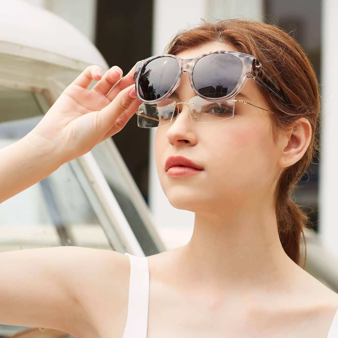 Face Shadow Polarized Sunglasses Fit Over Glasses, Sunglasses for Women to Go Over Glasses UV Protection Lightweight - Image 3