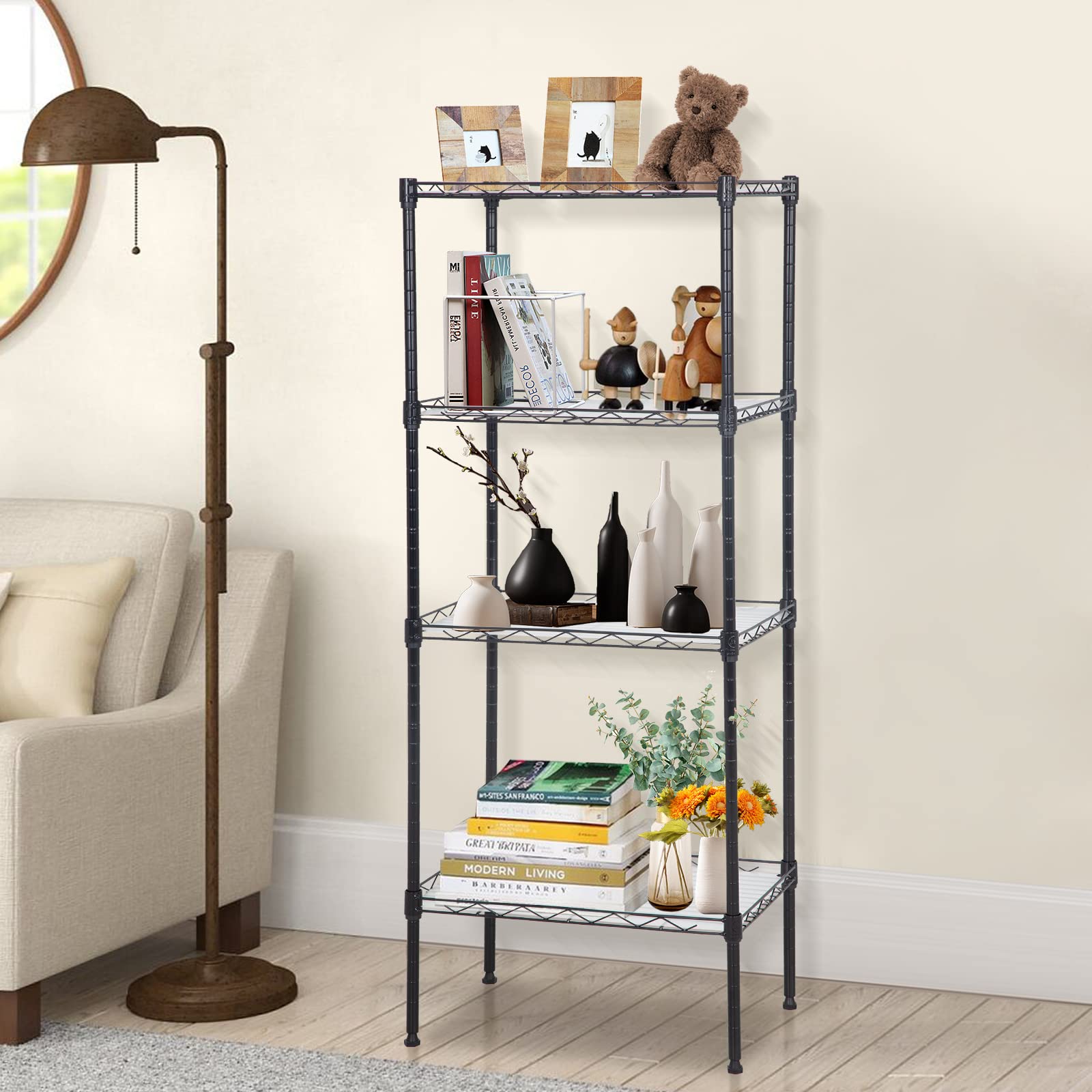 FDW 4-Tier Wire Storage Shelf - 18L X 12W X 44H With 4 PP Sheets | Adjustable Shelving For Laundry, Kitchen, Garage - View #10