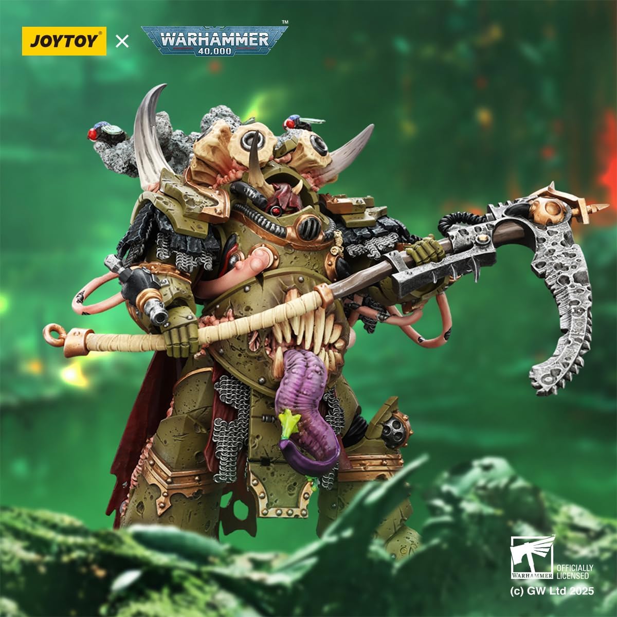JOYTOY Warhammer 40K Death Guard Deathshroud Terminator Champion with Manreaper and Plaguespurter Gauntlets 1:18 Action Figure Mecha Joy Toy Collection Model Gift
