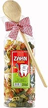 Bull & Bear Colourful tooth noodles, 250 g, motif noodles made of durum wheat semolina, handmade in German manufactory, pasta gift, incl. wooden spoon