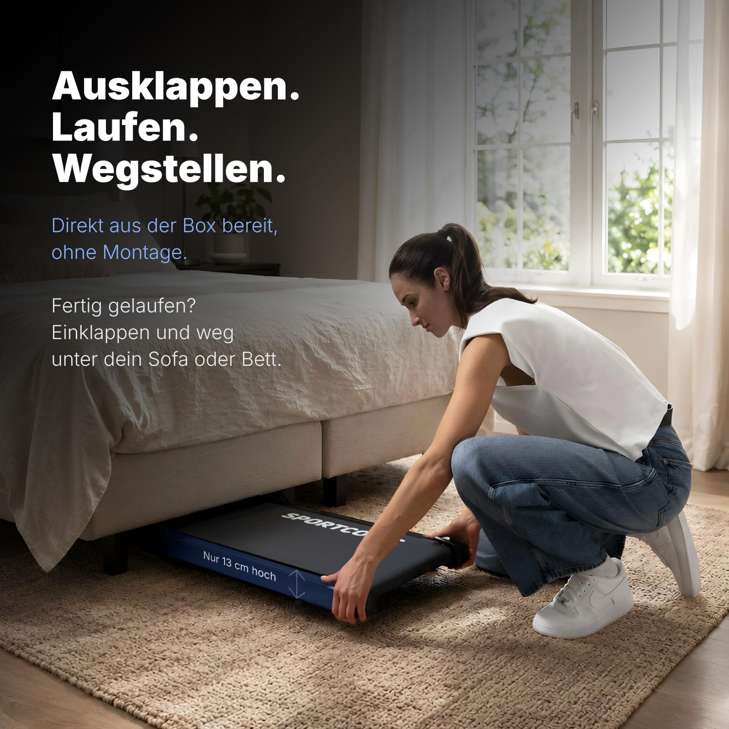 Sportconic Laufband für Zuhause mit Steigung, Walking Pad, Treadmill for Home, Kompakt und Leise, Laufband für Unter Schreiptisch