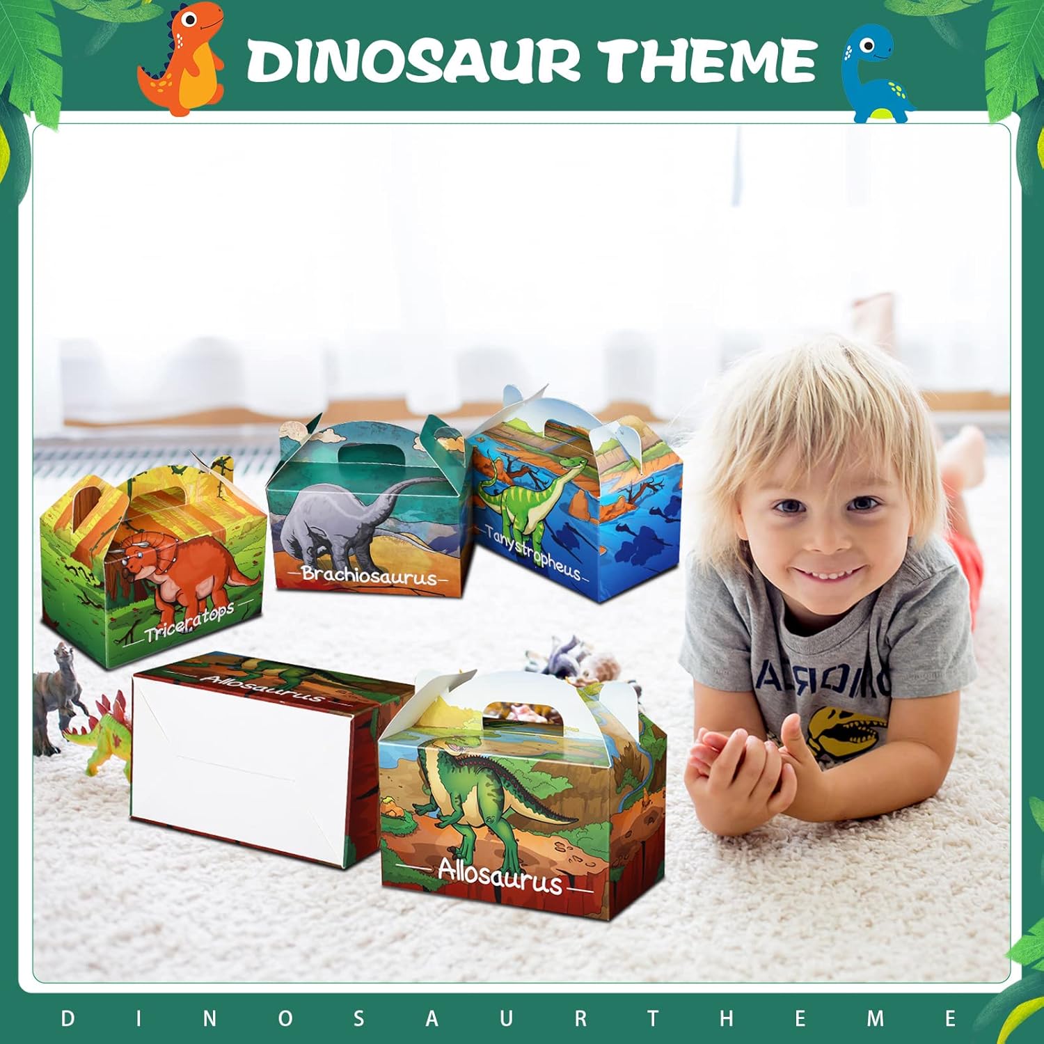 TaoBary 24 Pcs Dinosaur Favor Boxes for Birthday Party Dinosaur Treat Boxes Dinotheme Candy Goodie Case Party Favors for Boys Girls Kids Baby Shower Supplies, 6 x 3.5 x 3.5 Inch(Vivid Style) - Image 6