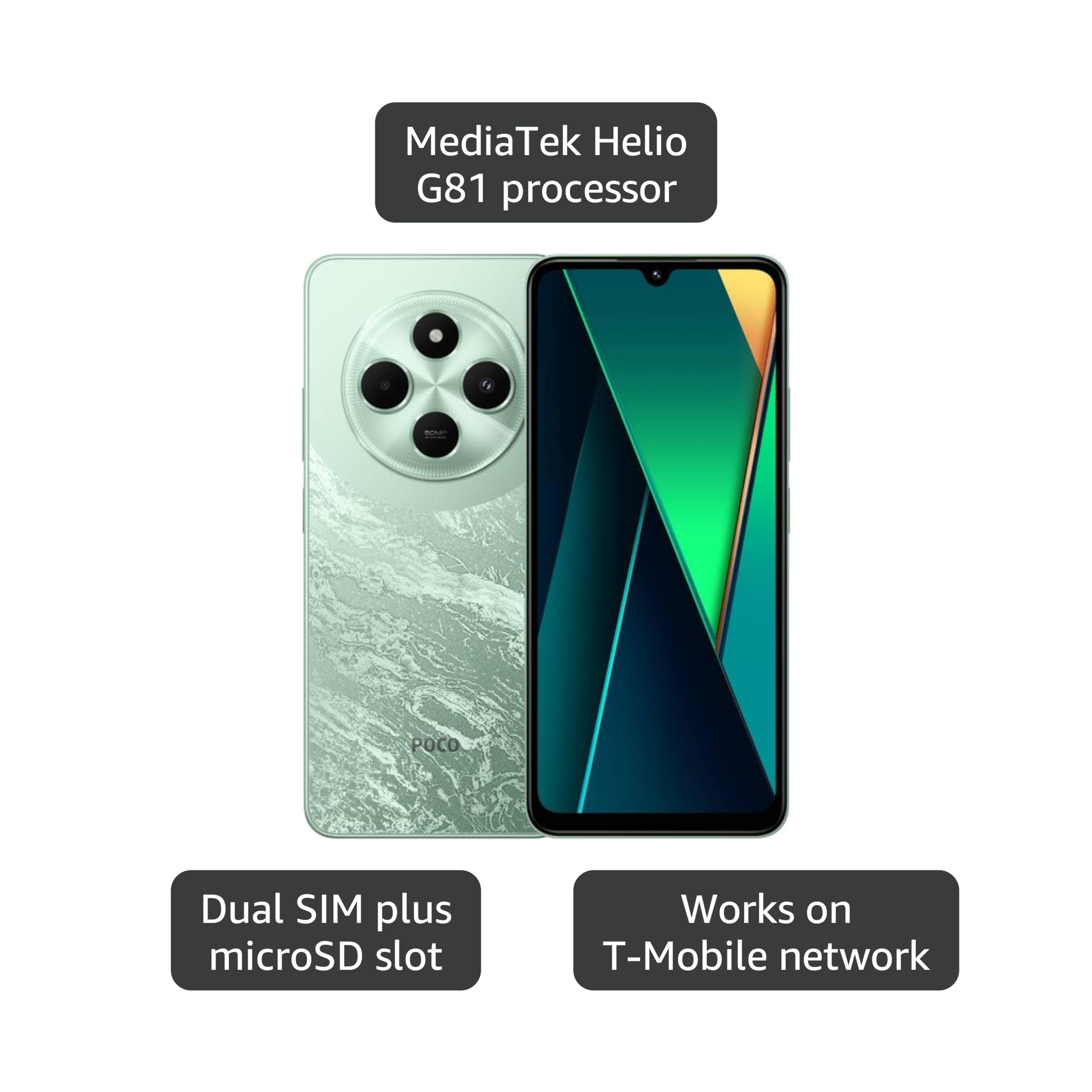 Amazon.com: Poco C75 4G LTE GSM (128GB + 6GB) 50MP Triple Camera