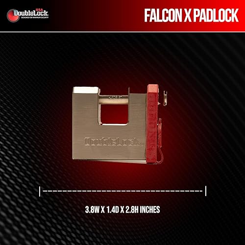 Miniatura 4 de DoubleLock Falcon X Max Duty Candado  Cerradura de clavija resistente con 5 llaves cortadas con láser y tapa disuasoria roja  Seguridad resistente a