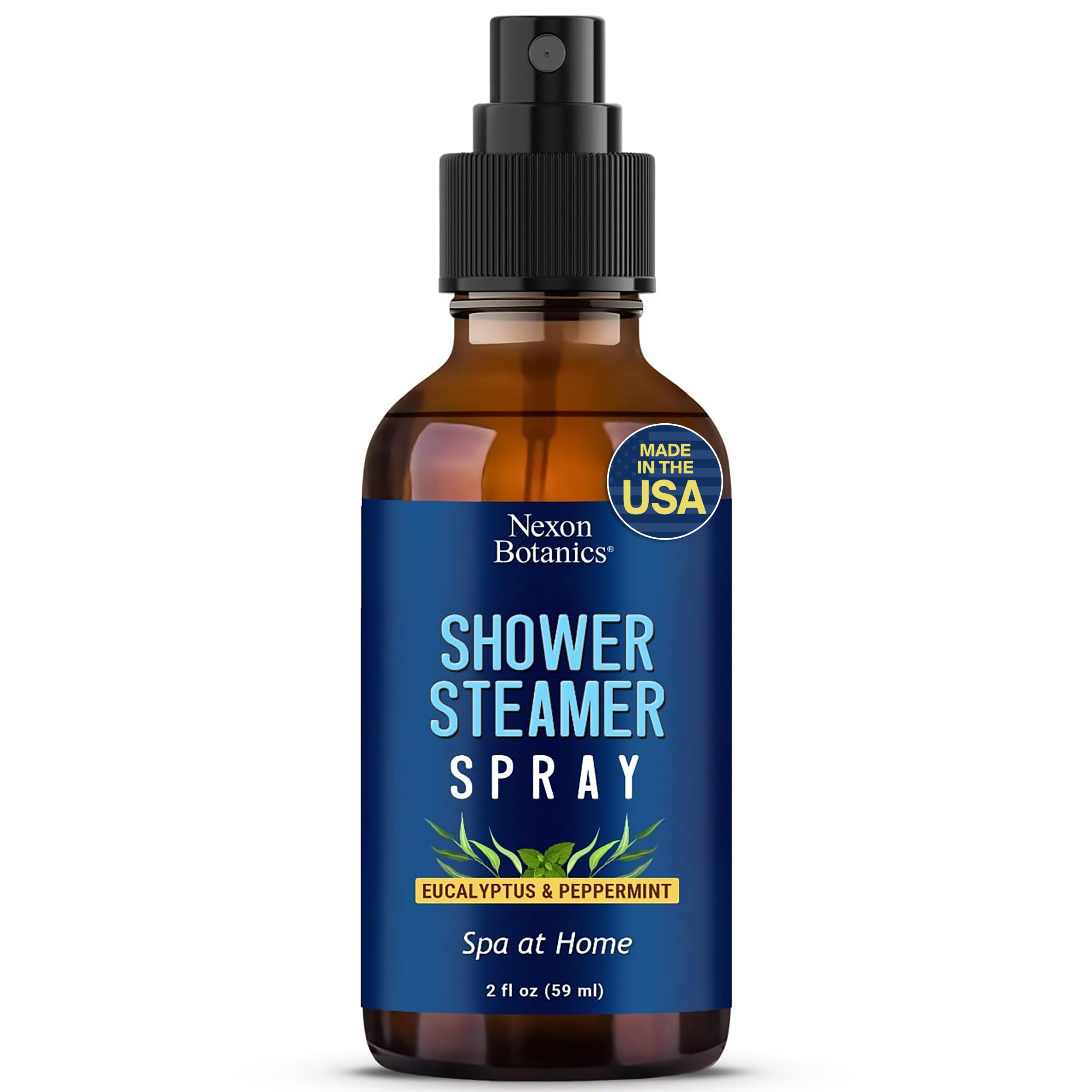 Eucalyptus & Peppermint Shower Steamer Spray 2 fl oz - Aromatherapy Mist for Spa with Pure, Natural Essential Oils - Refreshing Aroma for Clear Breathing & Mood Enhancement - Nexon Botanics