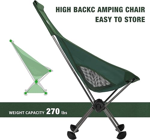 Miniatura 7 de Silla de camping, mecedora plegable al aire libre, portátil, ultraligera, compacta, silla de playa plegable con pies grandes que no se hunden,