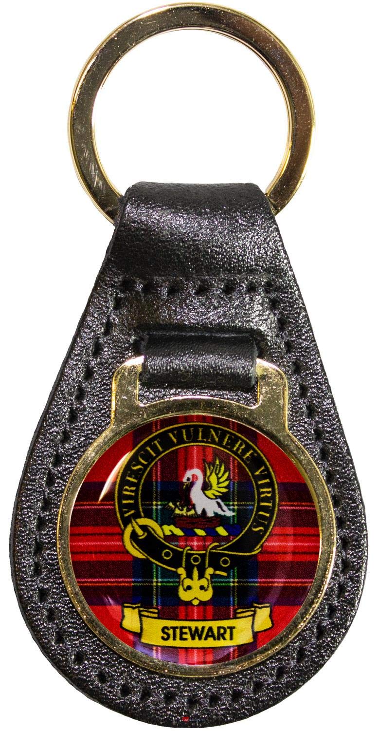 I Luv Ltd Stewart Leather Key Fob Scottish Clan Crest Scottish Made