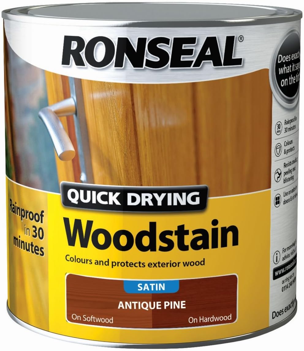 Ronseal Quick Drying Woodstain Antique Pine Satin 2.5L Amazon.co.uk DIY & Tools