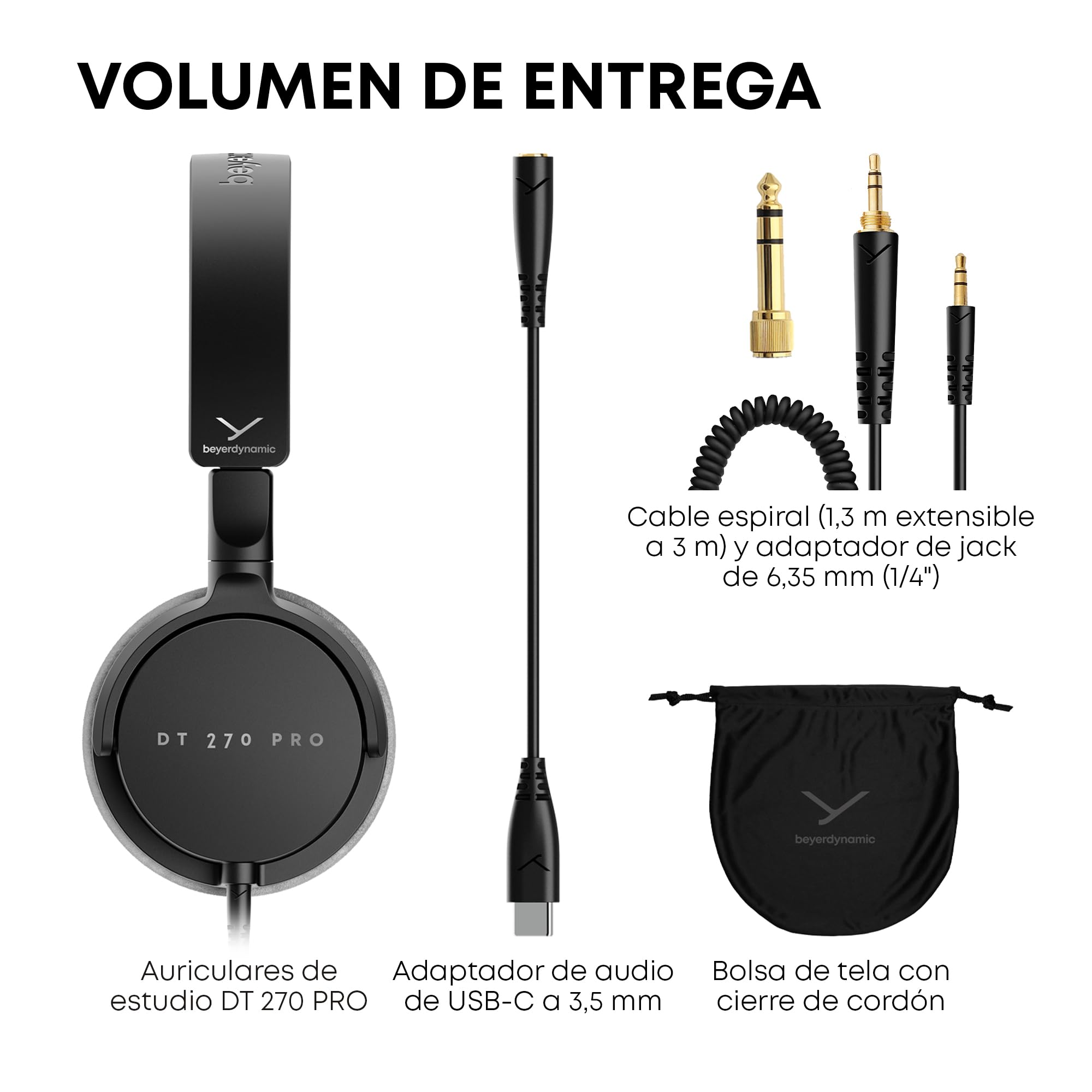 beyerdynamic DT 270 Pro Auriculares de Estudio compactos y circumaurales, para grabación y monitorización