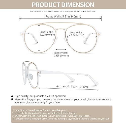 Miniatura 5 de VOOGLAM Gafas de bloqueo de luz azul aviador elegantes para hombres antifatiga ocular UV