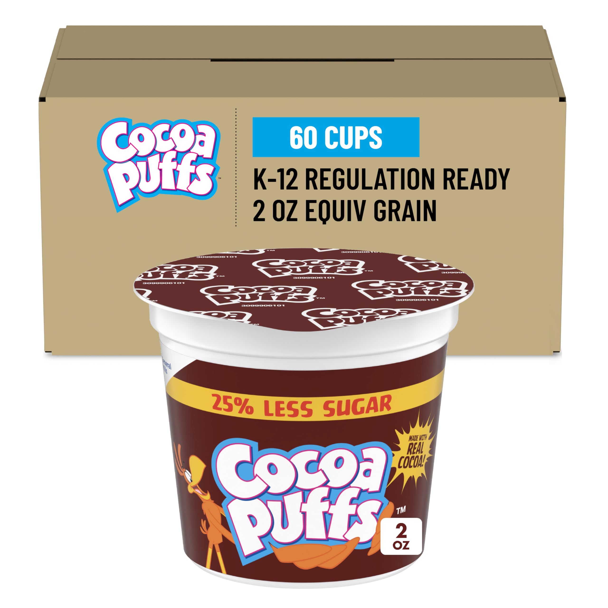25% Less Sugar Single Serve Cup Cereal, Equivalent Grain, 2 Oz (Pack of 60)