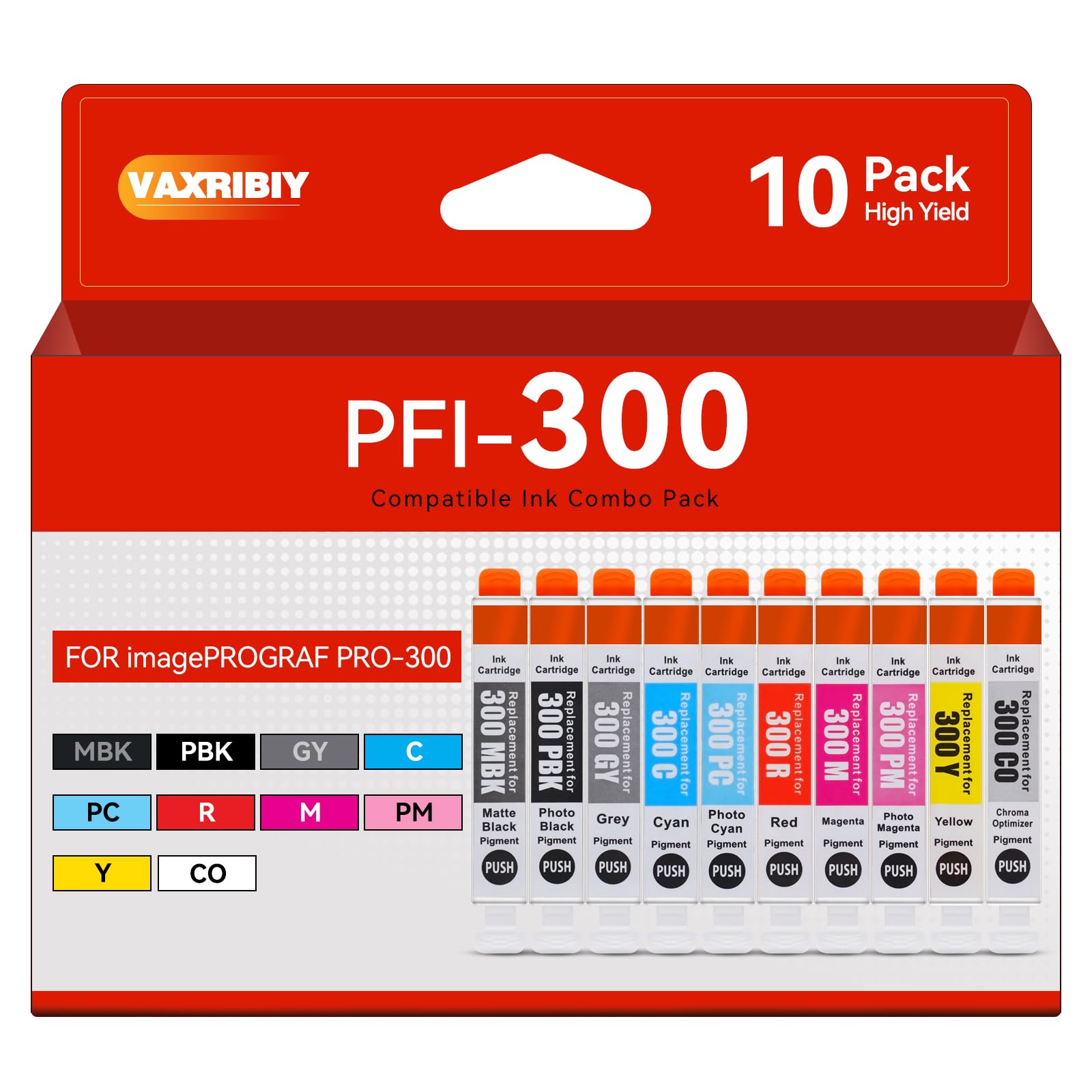 PFI-300 Ink Cartridges PRO-300 10 Pack Compatible for Canon Pro 300 Ink Cartridges PFI-300 Ink Work for Canon imagePROGRAF PRO-300 PRO300 PFI 300