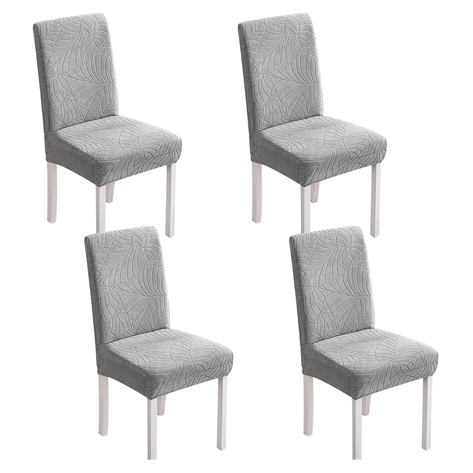 Housses de chaises de salle à manger jacquard gris clair KnSam extensibles 4 pièces