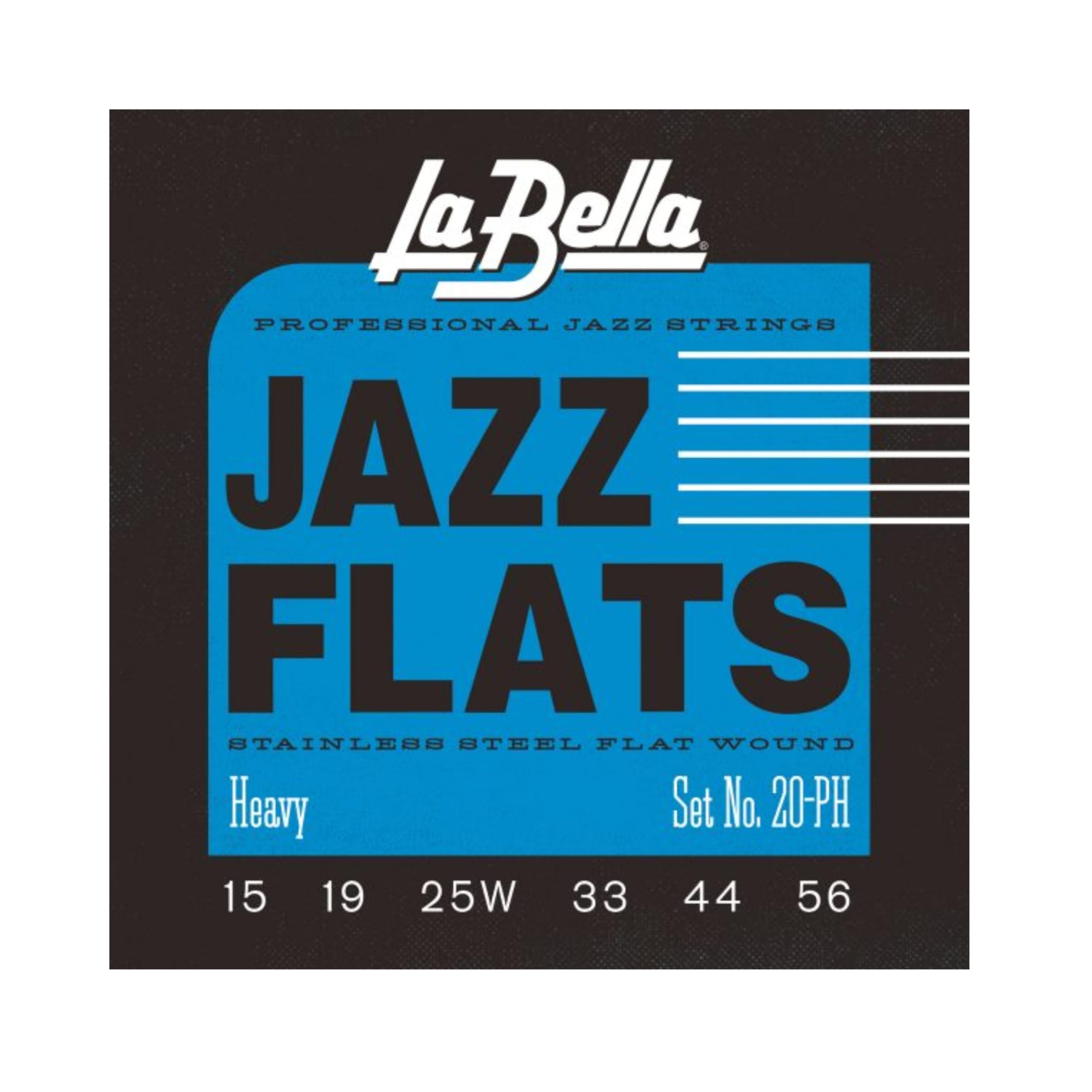La Bella Strings »JAZZ FLATS - 20-PH - FLATWOUND - ELECTRIC GUITAR« Saiten für E-Gitarre - Stainless Steel - Heavy: 015-056