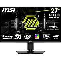 MSI MAG 272URDF E16, monitor gaming 27″ 4K UHD (3840×2160), Rapid IPS, 0,5 ms, DisplayHDR 400, Eye Care, AI Vision, modalità duale, HDMI 2.1, DisplayPort 1.4a, supporto regolabile inclinazione, altezza