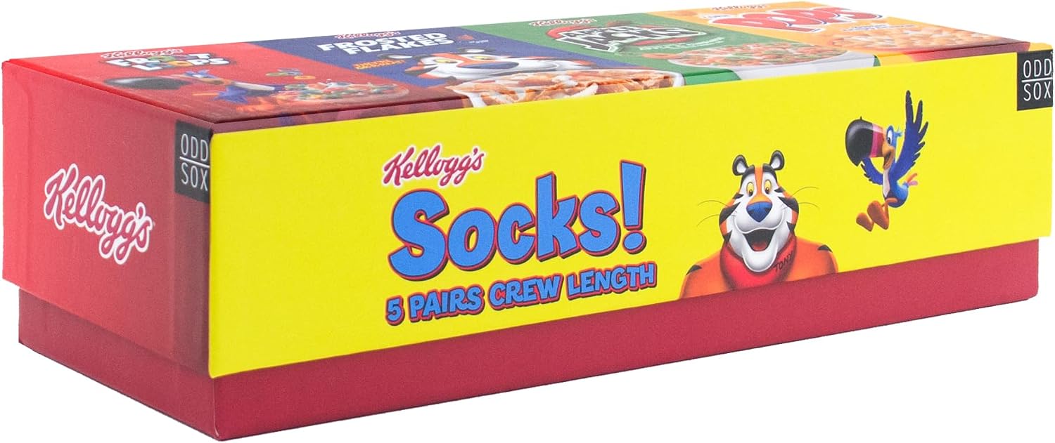 Odd Sox – Gift Box Set, 5-Pack Colorful Novelty Crew Socks - Unisex Large Size – Fun Holiday Gift for Fans & Collectors