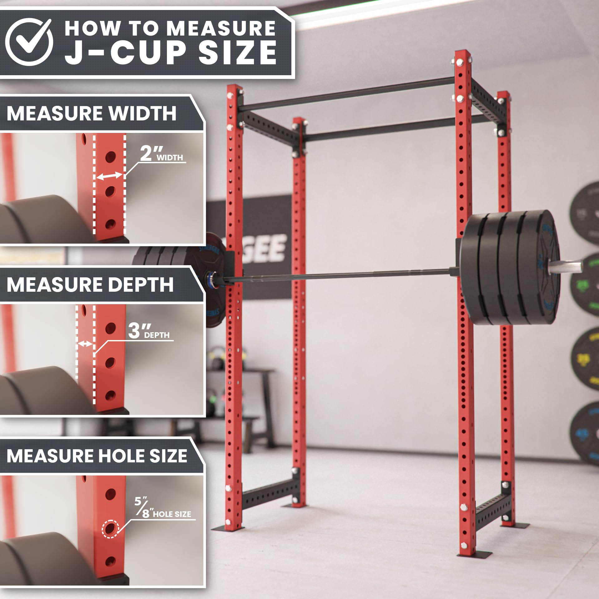 Synergee Crochets en J pour supports de musculation et de squat