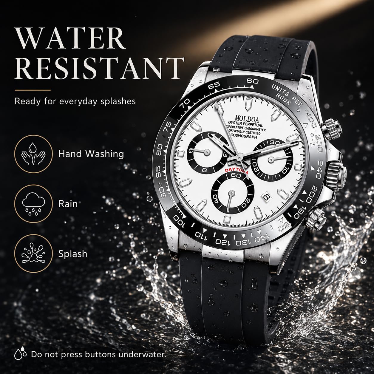 MASTOP Pagani Design Daytona Homage - Orologio analogico al quarzo da uomo, movimento giapponese, cronografo, cinturino in silicone, impermeabile, per uomo