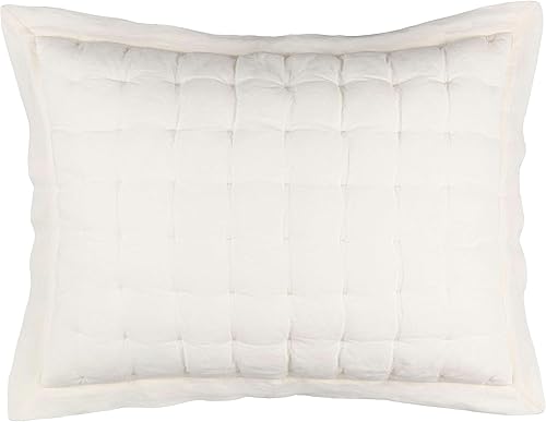 Miniatura 4 de Lush Linen - Funda de hojaldre marfil, tamaño europeo, patrón sólido marfil