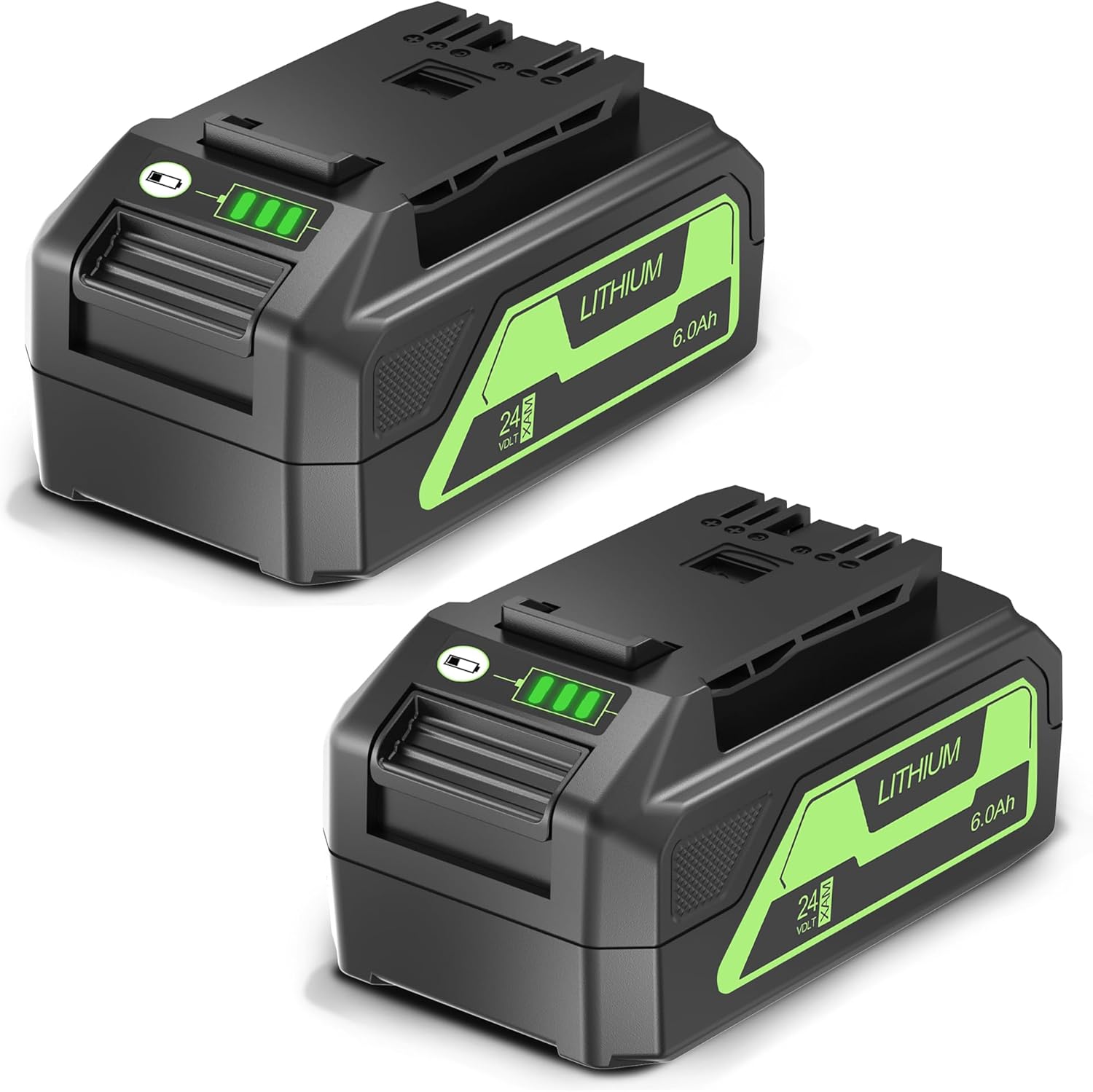 EOTTK 2-Pack 6.0Ah USB Batteries Replacement for Greenworks 24V Battery BAG709 BAG708 LB24A020 LB24A040