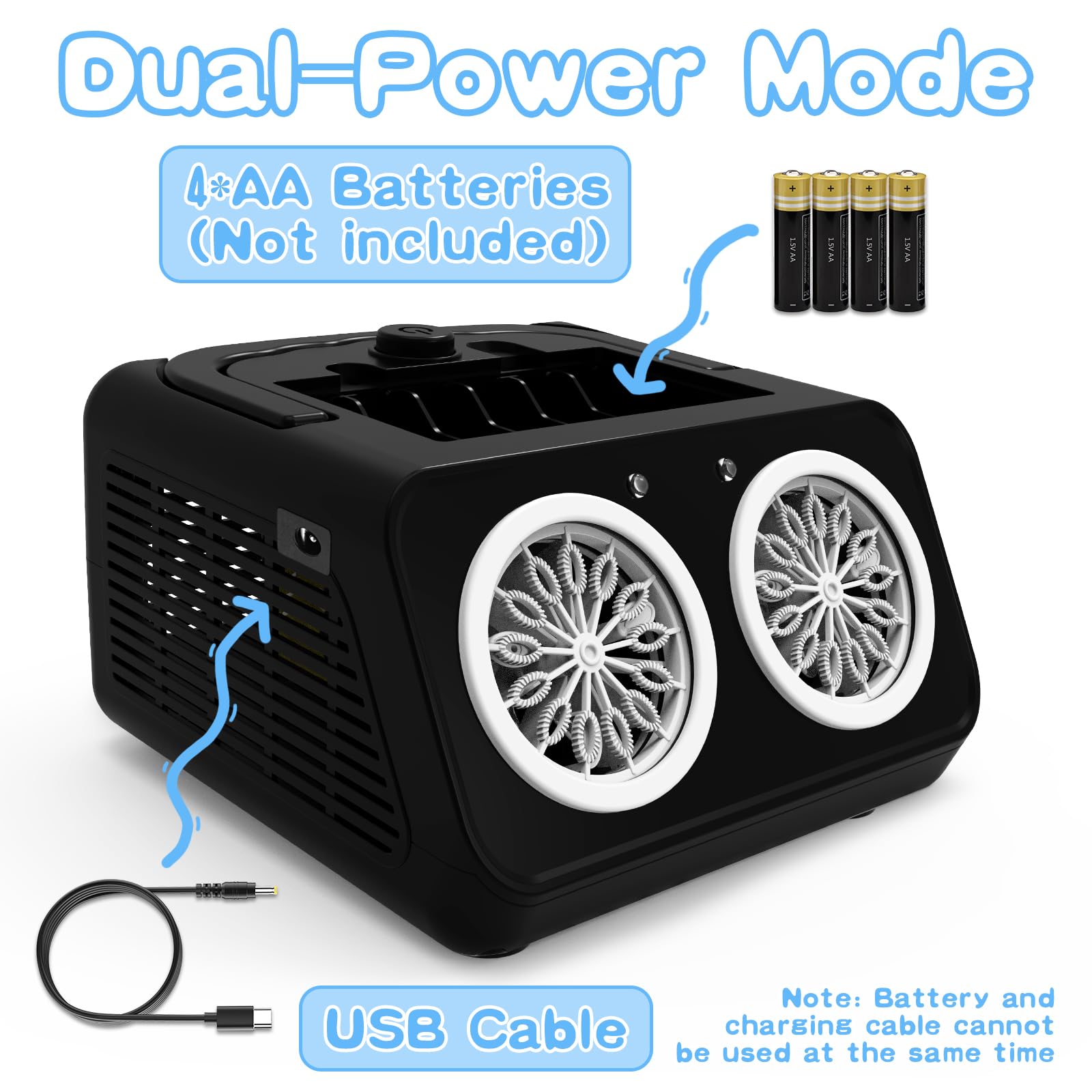 PANACARE 2.0 Máquina automática de pompas de jabón, portátil Bubble Machine 20000+ burbujas/min con agua de burbujas, 26 agujeros, regalo para niños, bodas, cumpleaños, escenarios, fiestas (negro 553)