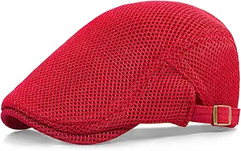 Xinveen Men's Mesh Cap Breathable Summer Newsboy Hat Adjustable Beret Ivy Cap Irish Cabbie Driving Hunting Hats