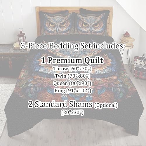 Miniatura 10 de Edredón personalizado con estampado de búho, increíbles edredones de búhos tamaño matrimonial, juegos de cama de animales individuales para niñas,