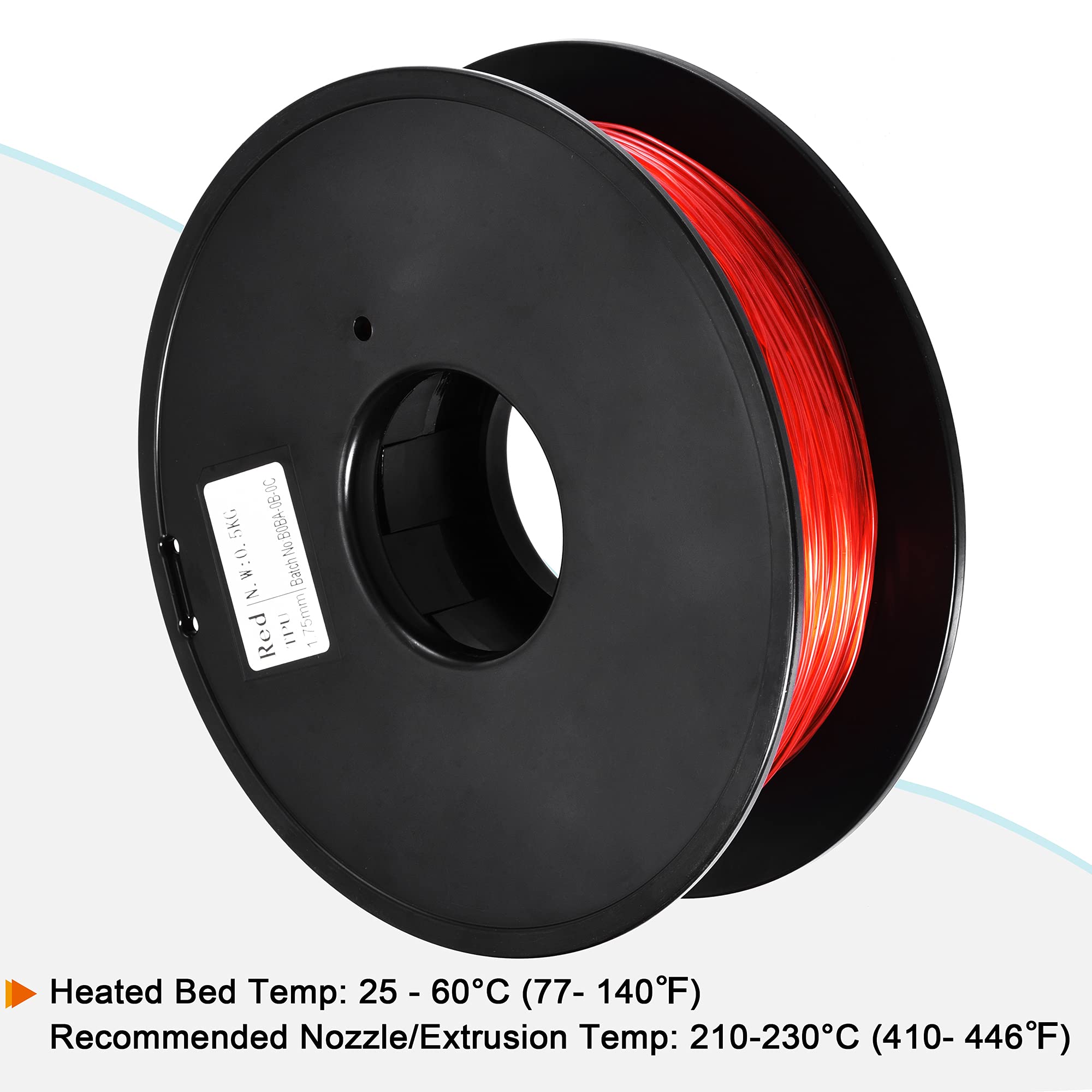 sourcing map 3D Drucker Filament 1.75 mm TPU Filamente Maßgenauigkeit +/- 0.05 mm Rot