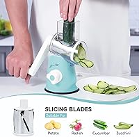 Vista 3 de Rotary Cheese Grater, Cheese Grater Hand Crank with 3 Interchangeable Blades, Manual Cheese Shredder with Strong Suction Base, Easy to Use and