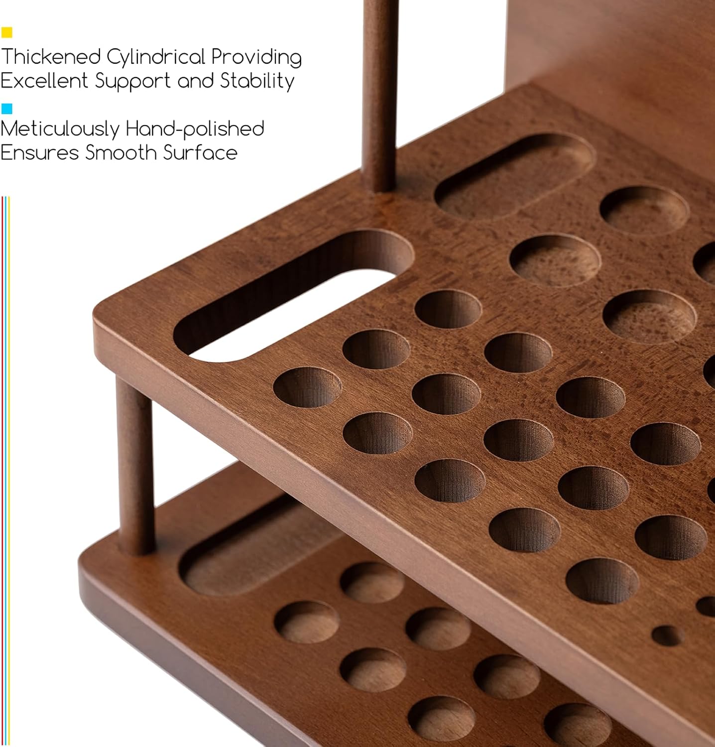 MEEDEN PRO Paint Brush Holder - 2 Tier Wooden Paint Brush Organizer - Large Capacity Art Supply Storage for Desk, Crafts